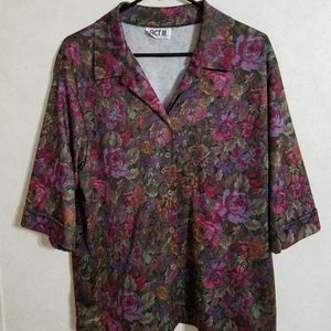 SZ L VINTAGE 70s ACT III BLOUSE BUTTON FRONT